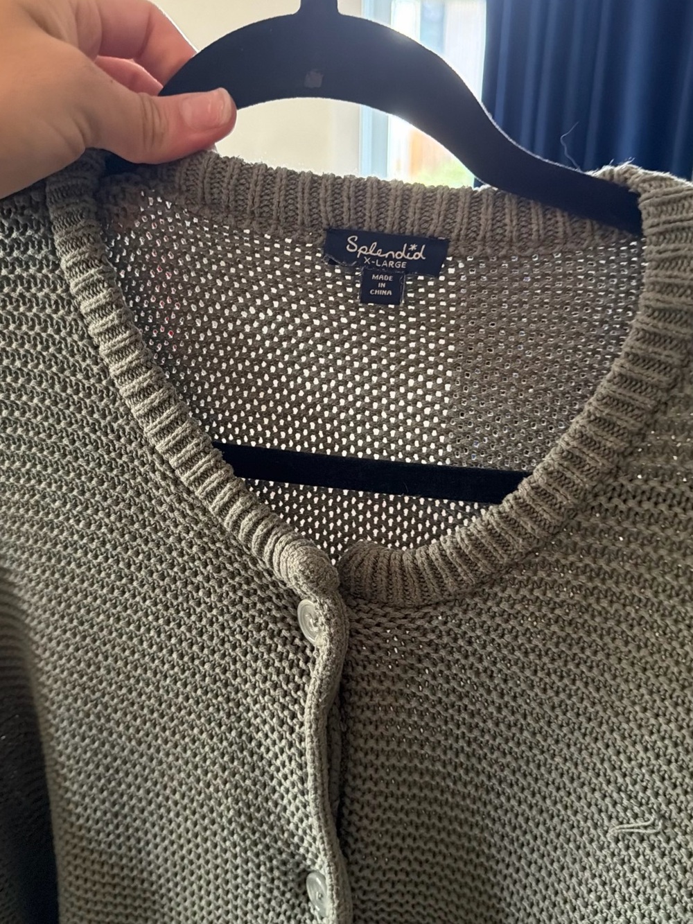 Splendid woman’s Olive Green Open-Knit Button Cardigan